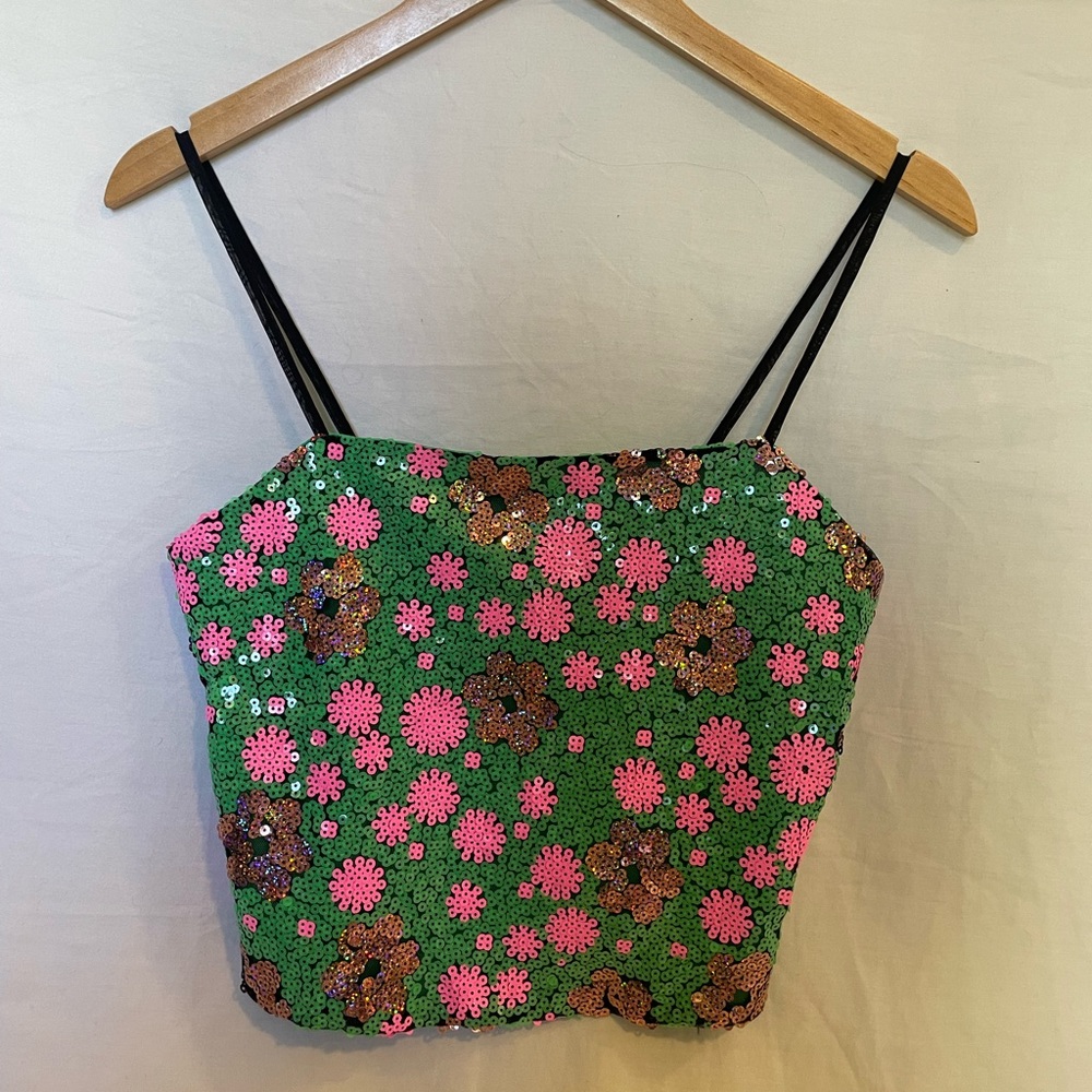 BARBIECORE TOPSHOP SEQUIN CROP TOP